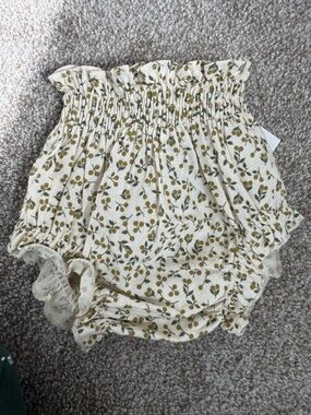 Zara Cream Floral Smocked Baby One-Piece